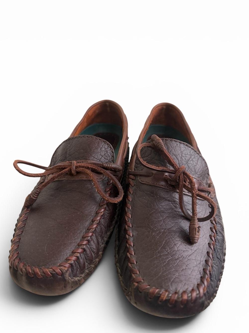 H.S. Trask American Bison Leather Driving Moccasins Size: 12